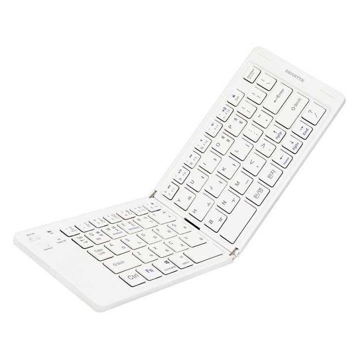 스마텍 휴대용 미니 무선 접이식 폴딩 블루투스 키보드, 화이트, STBKF2000, 제조사축