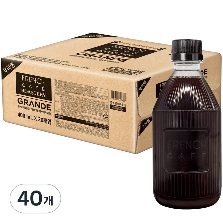 프렌치카페 로스터리 그란데 아메리카노 무라벨, 40개, 400ml