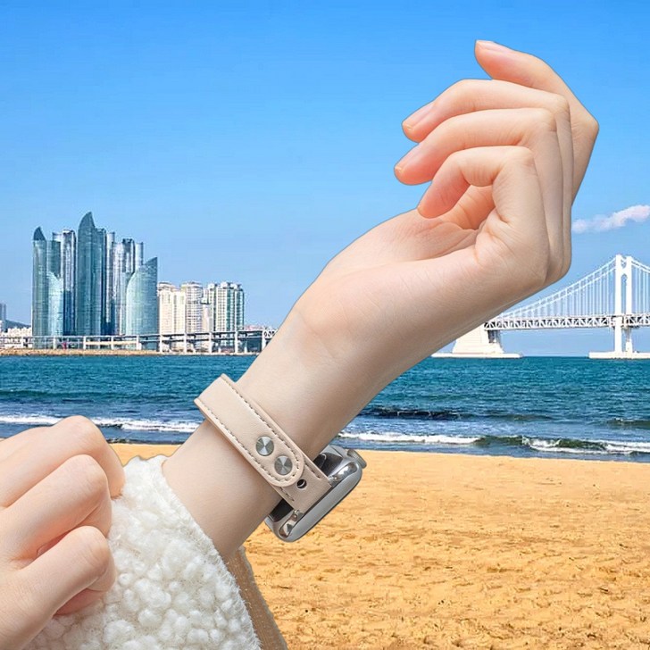 바하티 애플워치 슬림 가죽 스트랩, 베이지, 1개 바하티 애플워치 슬림 가죽 스트랩, 베이지, 1개