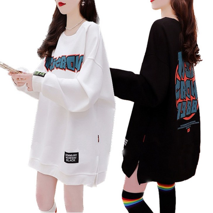 세인트이브 TC398317 11 박시 프린팅 여성 맨투맨