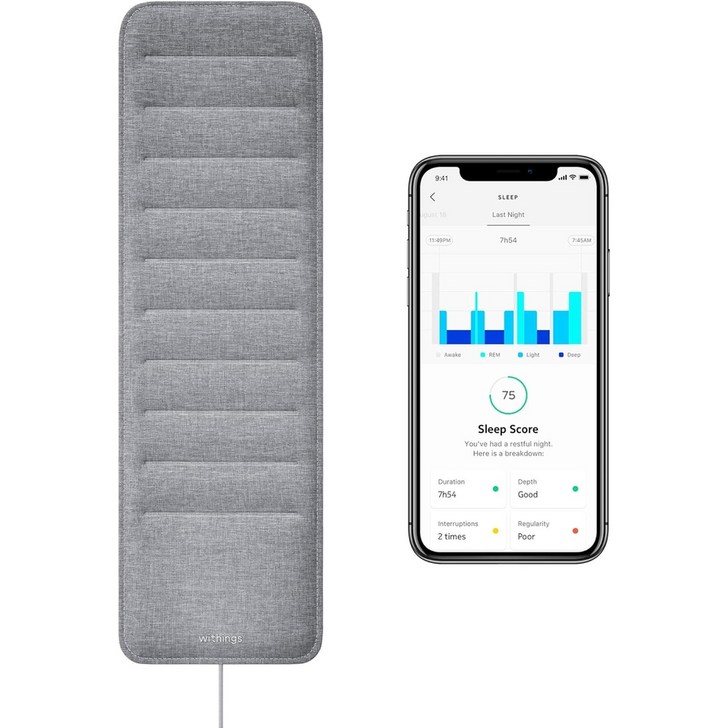 Withings Sleep 수면 주기 추적 분석 매트리스 매트 패드
