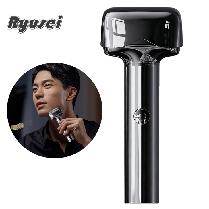 Ryusei 남자 전기면도기 휴대용 전기면도기 T자형 방수 USB 충전식 전동면도기 여행용 차량용 건식 습식 면도 전동면도기 JHC139, 검은색