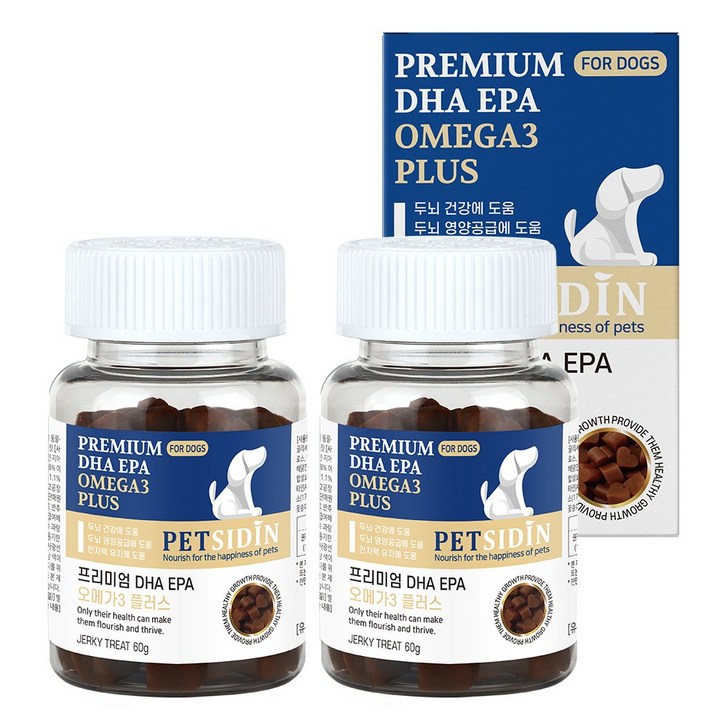 펫시딘 강아지 DHA EPA 오메가3 두뇌 건강 영양제, 혼합맛, 2개, 기타 6
