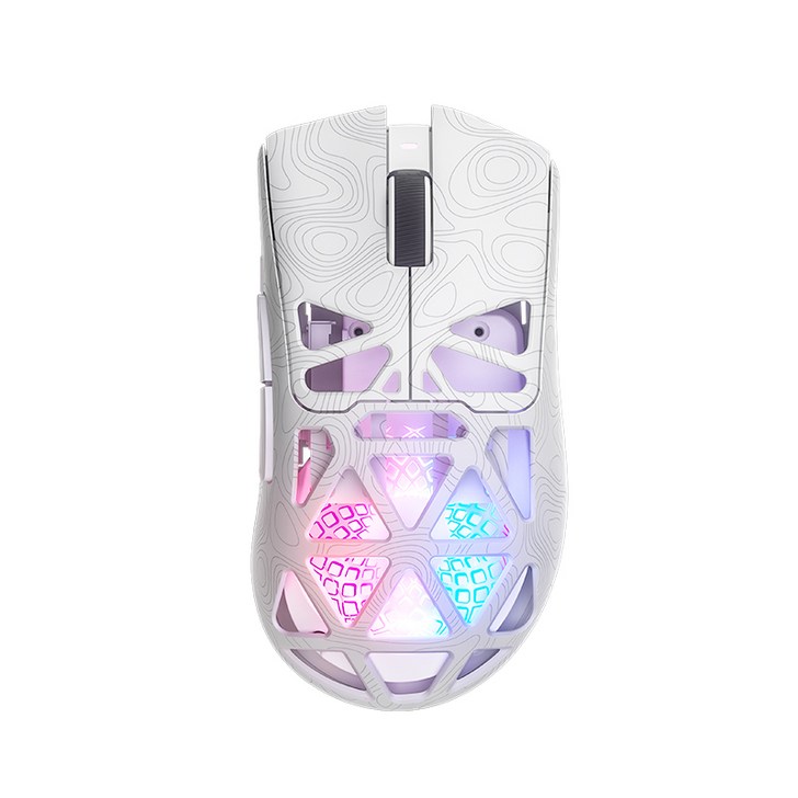 FURYCUBE G11 초경량 무선 게이밍 마우스 PAW3311 센서 메테오 볼캐노 다이내믹 RGB 3모드 연결 6단계 DPI 인체공학적 디자인 대용량 장시간 사용, 컨투어 화이트, G11마우스