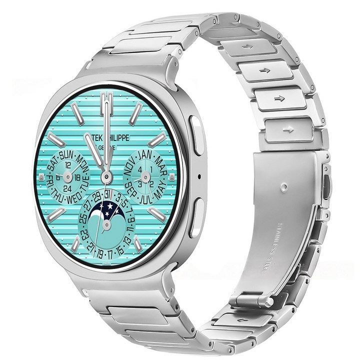 캘릭스 갤럭시워치 호환 노틸러스 메탈 스트랩 밴드 시계줄, 실버