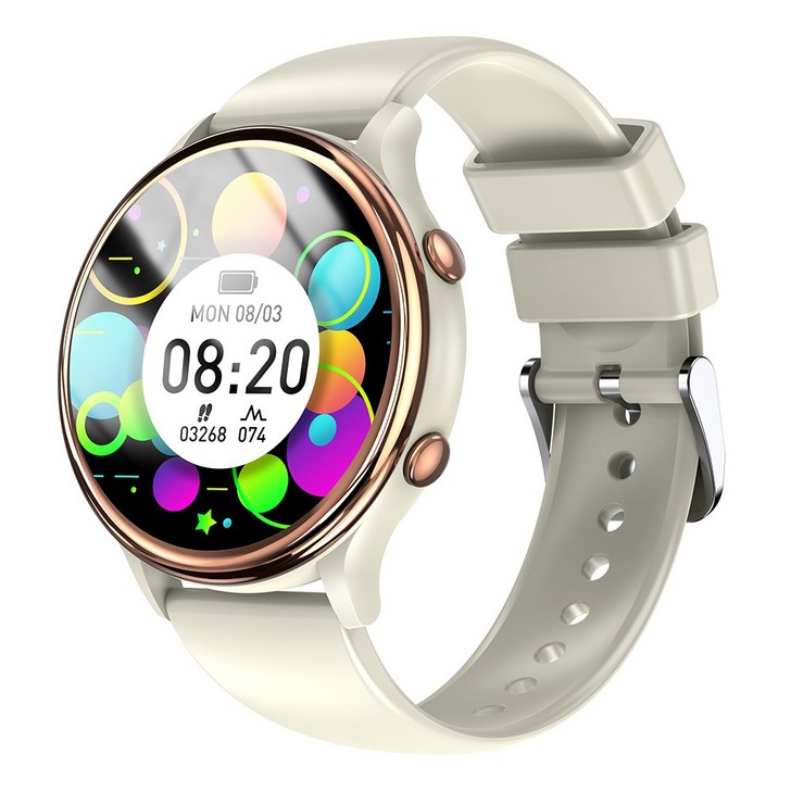 Luxeed 통화가능 스마트워치 1.27인치 원형 대화면 한국어 지원 운동 추적 밴드, 블루투스, 42mm, Starlight