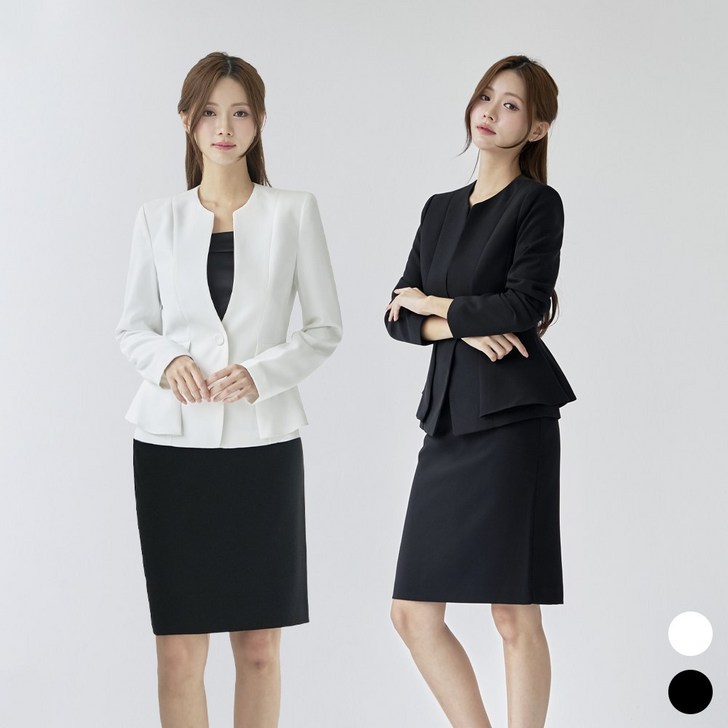 베이직 노카라 여자 정장 셋업 자켓 치마 셋트 면접 Y날개SET