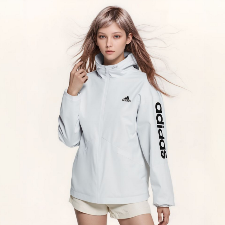 아디다스 여성 에션셜 로고 윈드브레이커 바람막이