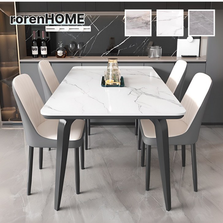 로렌홈 4인용 식탁 6인용 테이블 의자 세트 다이닝 세라믹 거실 주방 식탁 4인 6인, 화이트1번의자