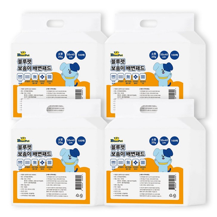블루펫 실속형 강아지 배변패드 20g 400매 건강체크패드 포함