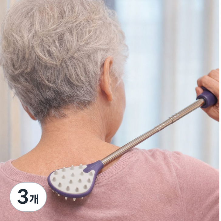 효케어 휴대용 효자손 고급 길이조절 등긁개, 3개, 복합색상