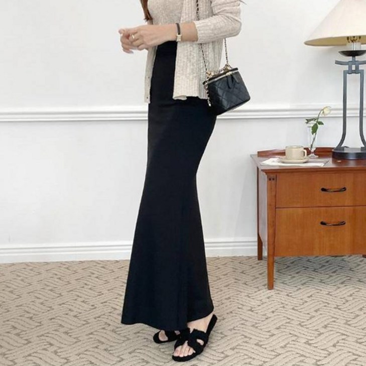 세이스타일 여성용 벨 컷팅 머메이드 롱 스커트