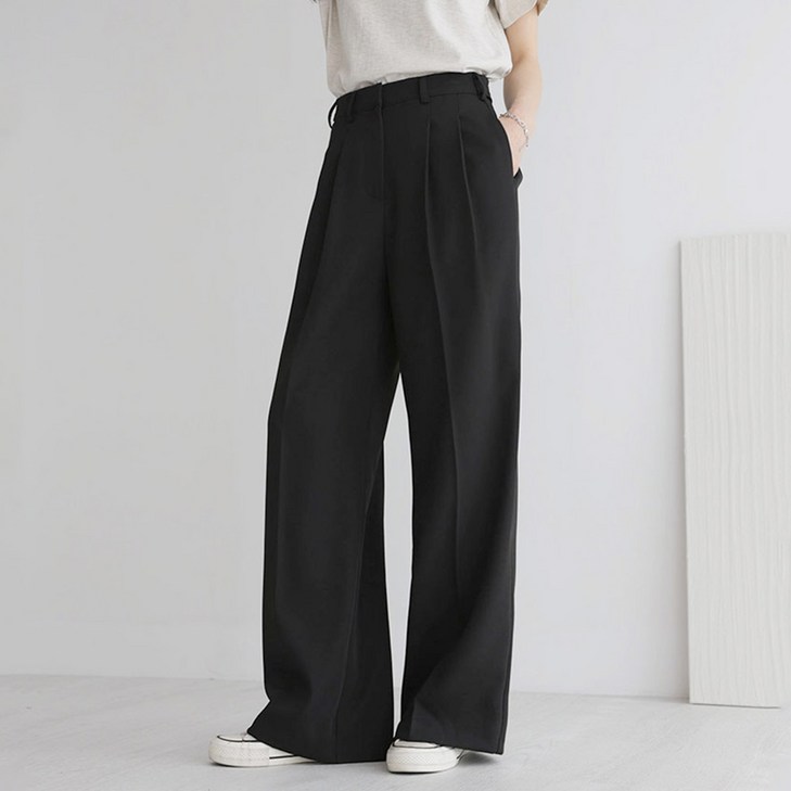 앤드스타일 여성용 숏기본롱 기장 맞춤 4탄 모던 핀턱 와이드 슬랙스 264381