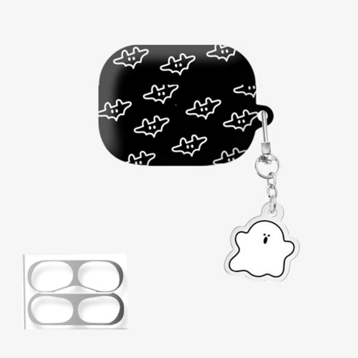 유령 패턴 에어팟프로 에어팟프로2 하드 케이스 철가루방지 2P스티커키링 세트, 배트, AirPods Pro2세대 유령 패턴 에어팟프로 에어팟프로2 하드 케이스 철가루방지 2P스티커키링 세트, 배트, AirPods Pro2세대