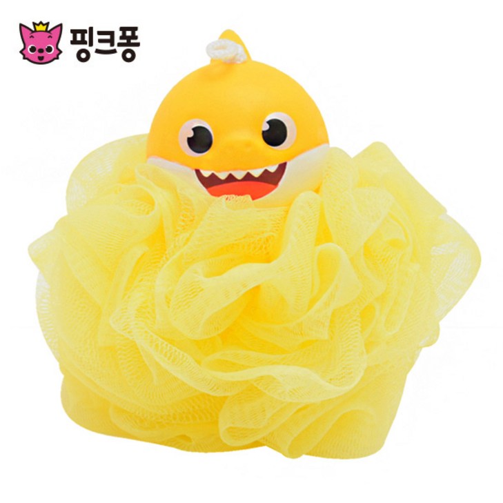 핑크퐁 샤워볼 유아 샤워타월, 옐로우아기상어, 1개