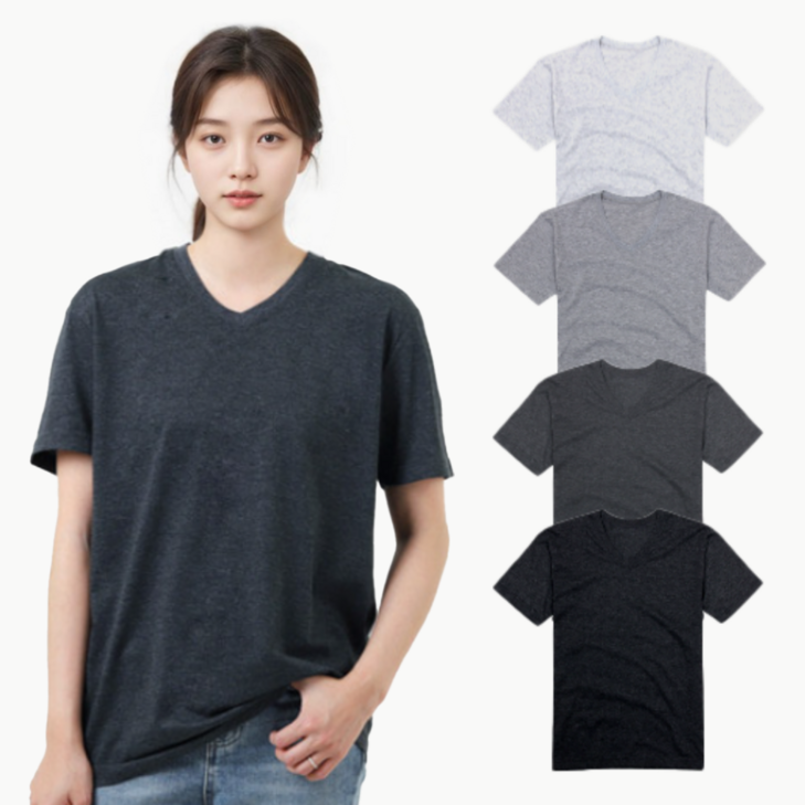반팔 30수 V넥 브이넥 무지티 남녀공용 S3XL 베이직 기본 데일리룩