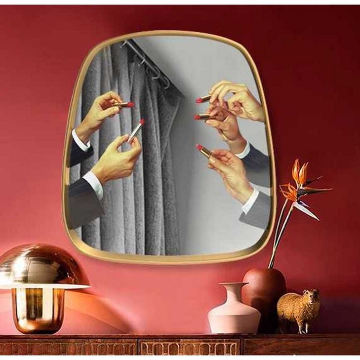 셀레티 SELETTI 립스틱 거울 골드 프레임 화장대 mirror 프렌치 특이한 미러 유리 벽걸이 화장실 전신