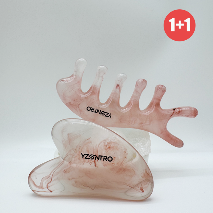 Yzontro  시원한두피 빗 페이스 경락 괄사 마사지기 세트