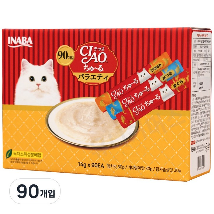 이나바 챠오츄르 버라이어티, 90개, 14g, 참치가다랑어닭가슴살