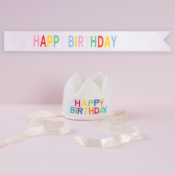 조이파티 생일왕관  생일어깨띠 세트