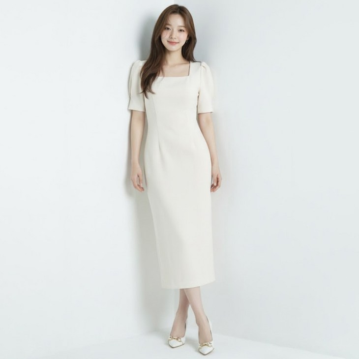 비비에모 브리나트 스퀘어넥 뒷트임 원피스 12840