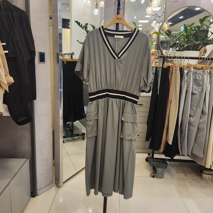 2층멜본 [ 창원점] 브이넥 허리밴딩 원피스-STOW24632