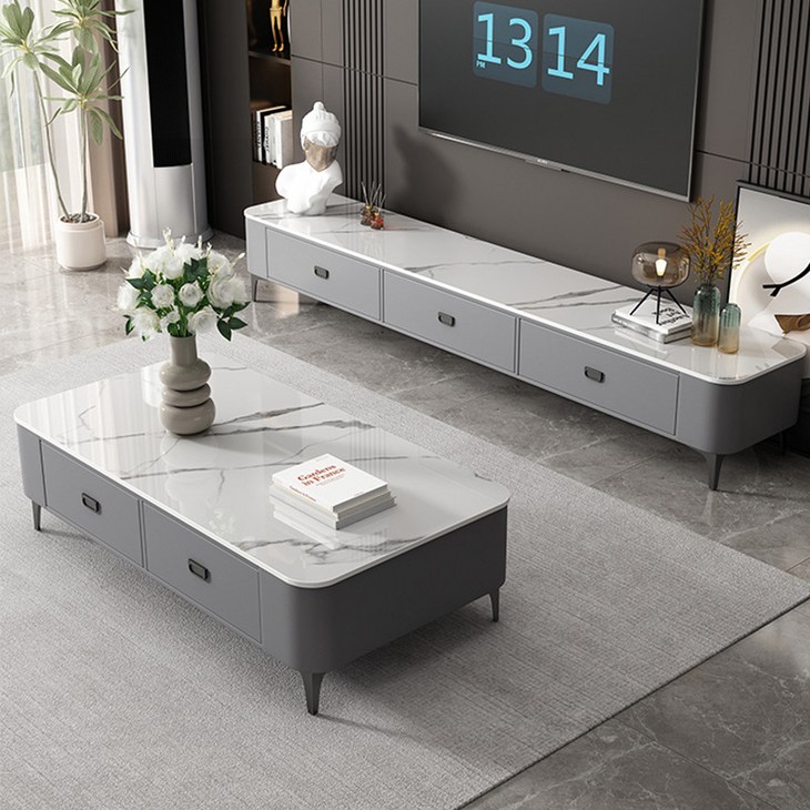 모던 심플 세라믹 거실테이블  원목 수납 소파테이블 세트 인테리어 테이블 1000  1200  1300