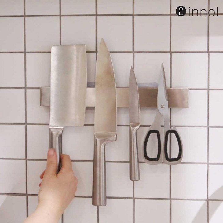 이놀 풀 스테인레스 자석 칼걸이 무타공 거치대 30cm 조리도구 걸이, 1개, 실버 이놀 풀 스테인레스 자석 칼걸이 무타공 거치대 30cm 조리도구 걸이, 1개, 실버