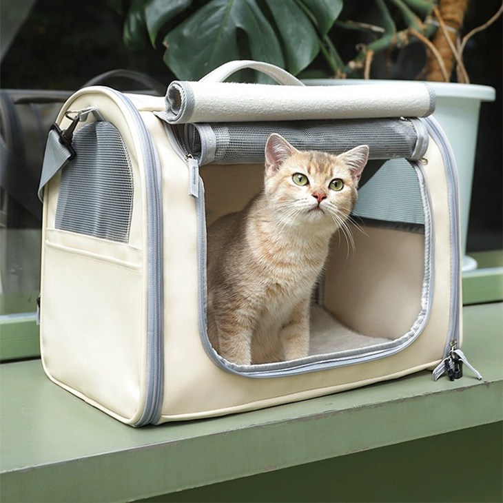 ZOZOFO 고양이 이동장 강아지 이동가방 반려동물 이동가방 삼면통풍 이동가방이너쿠션