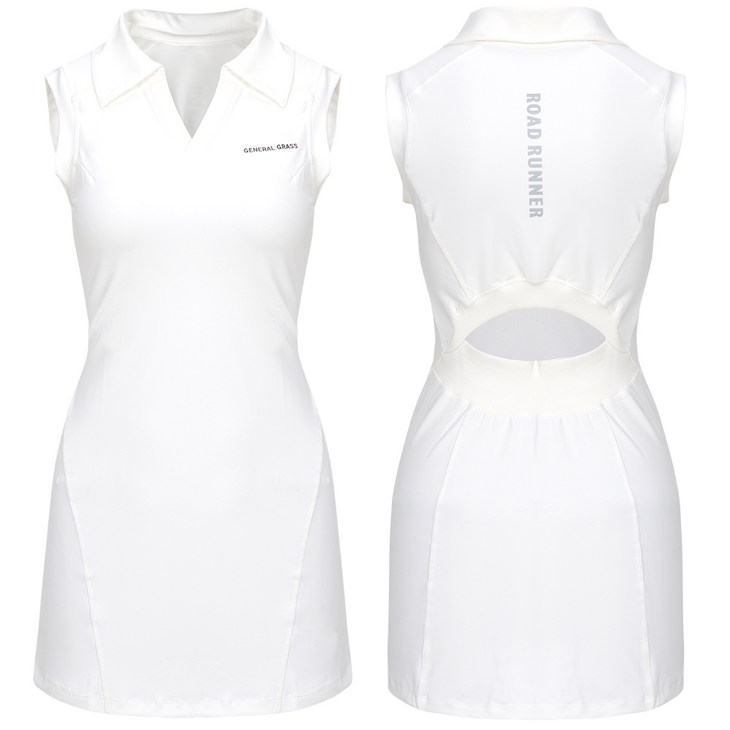 여성 브이넥카라 백트임 포인트 골프 테니스 원피스 GF0205