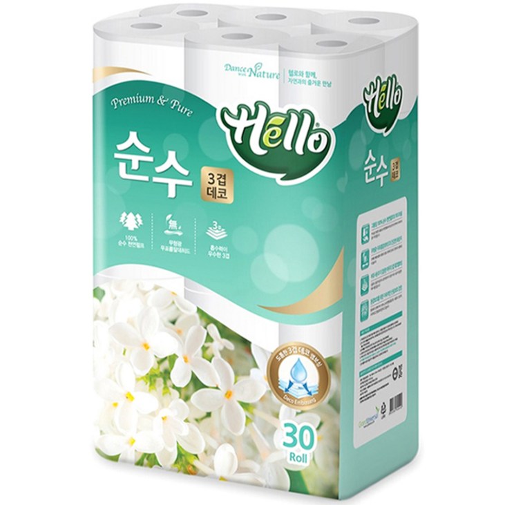 헬로 순수 천연펄프 고급롤화장지 30m