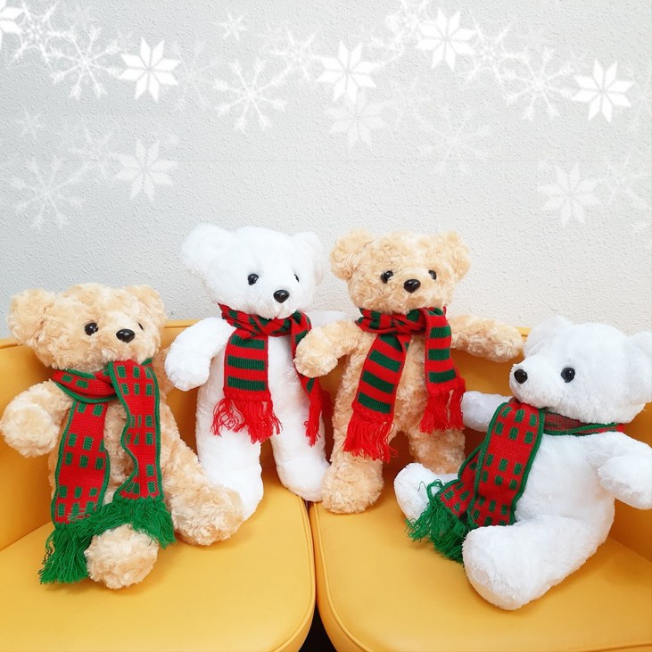 빅베어 크리스마스곰인형 루돌프베어 니트목도리코디 크리스마스선물 봉제인형, 브라운, 40cm