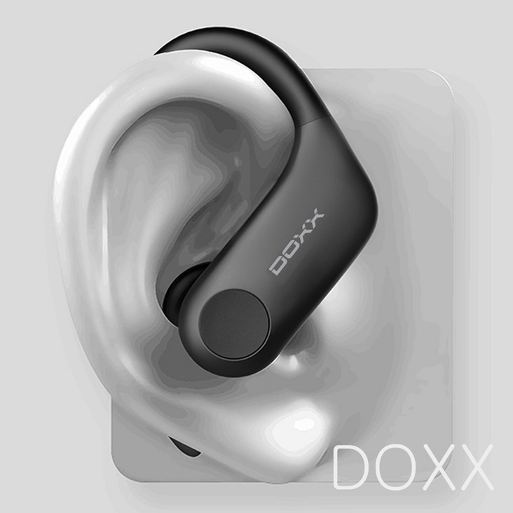 DOXX 블루투스 이어폰 완전 무선 귀걸이형 이어버드 운동용 스포츠형 헬스장 DXRING7 사은품증정, DXRING7, 블랙
