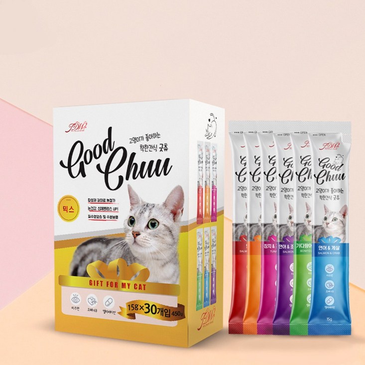 굿츄 6가지맛혼합 15g x 60개 착한간식 짜먹는 고양이간식, 가다랑어게살60개 굿츄 6가지맛혼합 15g x 60개 착한간식 짜먹는 고양이간식, 가다랑어게살60개