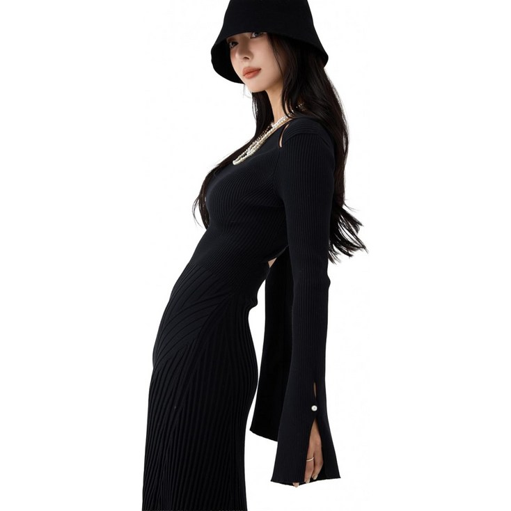 에이미 eimy istoire 이스토아르 골지 니트 플레어 드레스