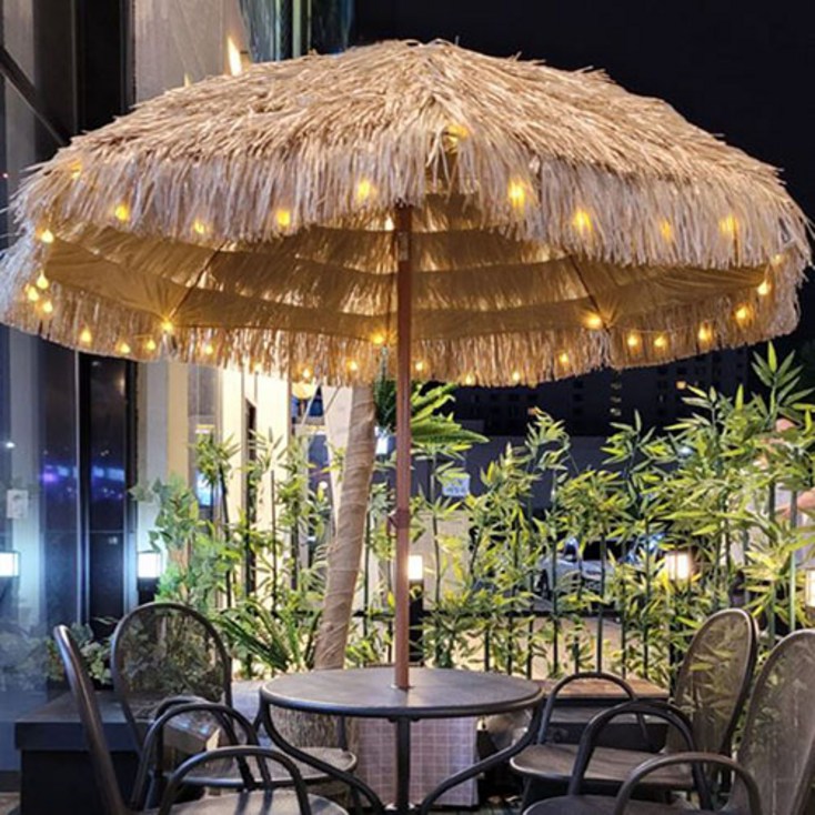 정원 미니 밀짚 파라솔 라탄 지푸라기 볏짚 비치 야외 캠핑용품 카페 실내 테이블 북유럽 인테리어 소품 그늘막 전원주택파라솔, 밀짚 파라솔앵두전구 받침대 추가