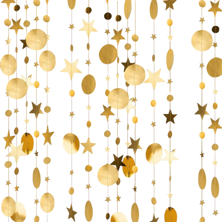 마린도트 파티장식 별가랜드 유리창 장식 별커튼 파티용품, 골드, 3개