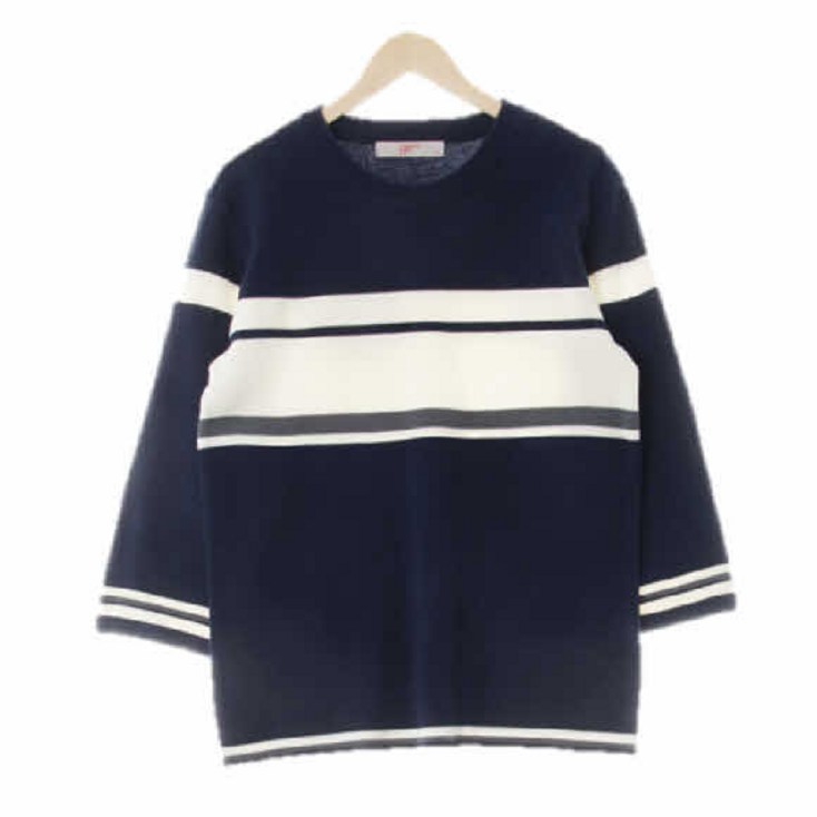 에잇세컨즈 9413 네이비 스트라이프 크루넥8부니트 M