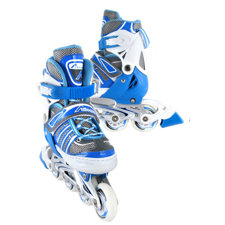 사이즈 조절형 아동용 발광바퀴 인라인 스케이트, 에이스 블루