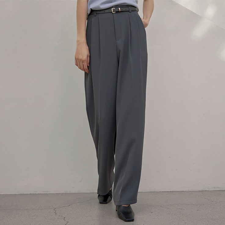 나인 여성용 클래식 와이드 긴바지 벨트 세트 PT5250