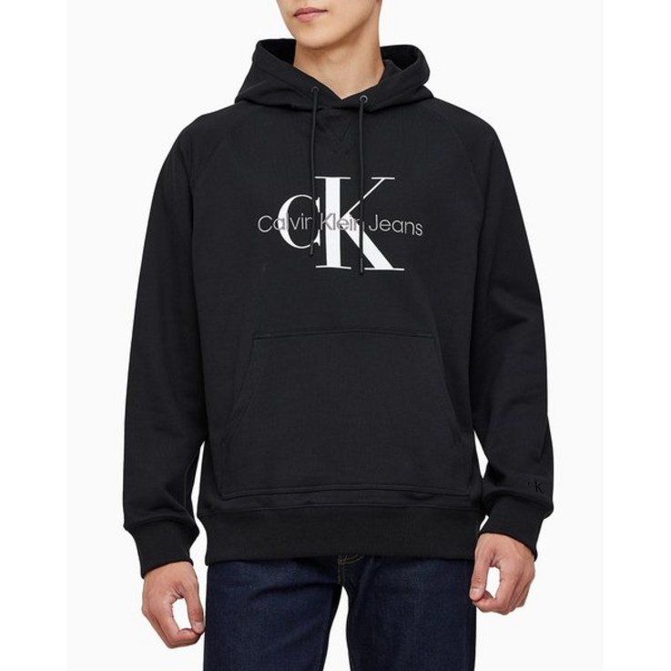 정품매장 Calvin Klein Jeans 남성 기본 캐주얼 데일리 후드티 후드집업 티셔츠 오버핏 공식브랜드관 롱슬리브 릴렉스핏 모노그램로고 후드 티셔츠J325245