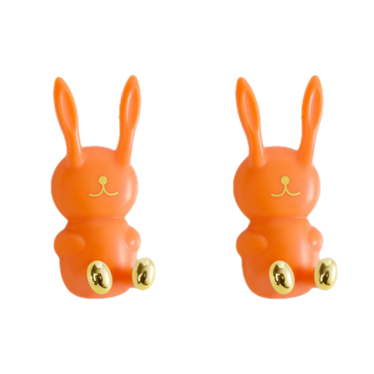 심플마켓 벽걸이 토끼 칫솔걸이 홀더, 2개, 오렌지