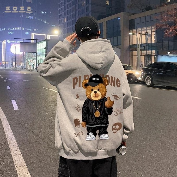 POMTOR 가을 겨울 오버핏 캐릭터 후드티 커플 맨투맨 POMTOR 가을 겨울 오버핏 캐릭터 후드티 커플 맨투맨