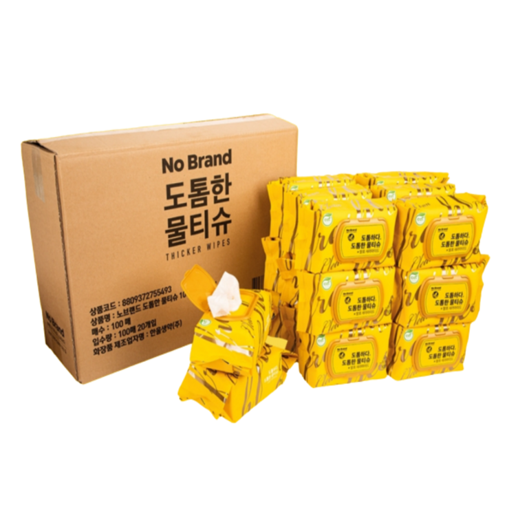 노브랜드 도톰한 캡형 물티슈 100매 x 20개입 노브랜드 도톰한 캡형 물티슈 100매 x 20개입