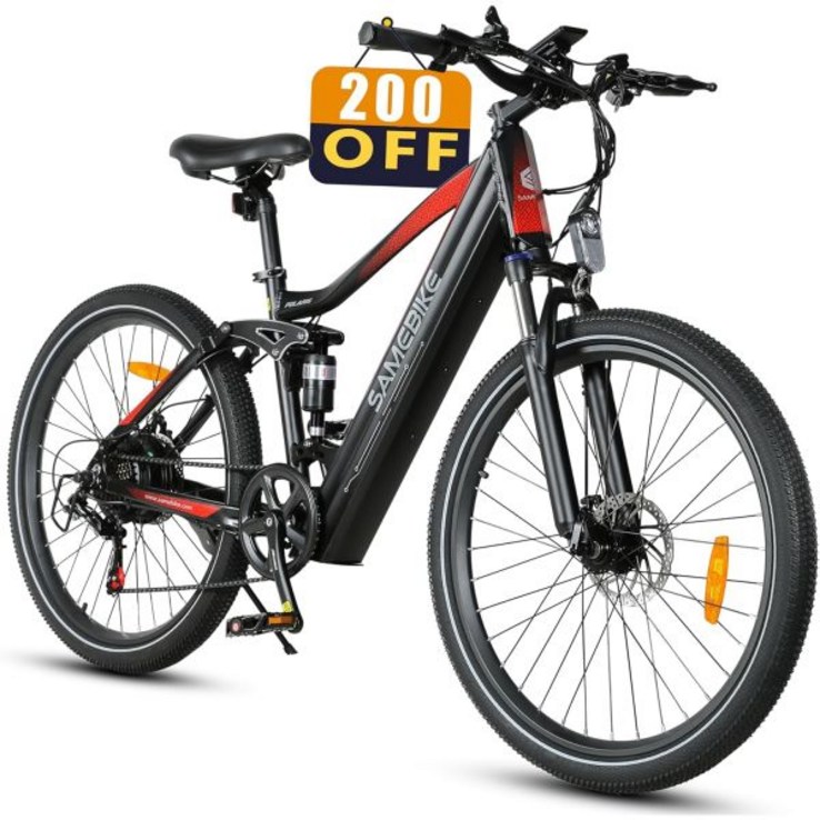 SAMEBIKE 전기 자전거 750W 28MPH 풀 서스펜션 이바이크 48V 14Ah 산악 기계유압 브레이크 성인용 7단 LCD 컬러 디스플레이 SAMEBIKE 전기 자전거 750W 28MPH 풀 서스펜션 이바이크 48V 14Ah 산악 기계유압 브레이크 성인용 7단 LCD 컬러 디스플레이