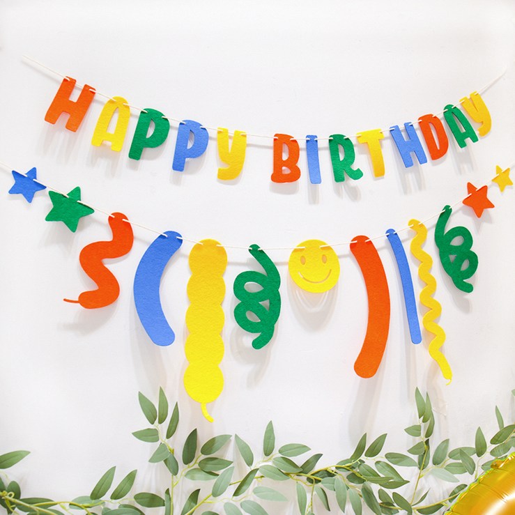 미미파티 스마일 펠트 생일 파티 가랜드 미미파티 스마일 펠트 생일 파티 가랜드
