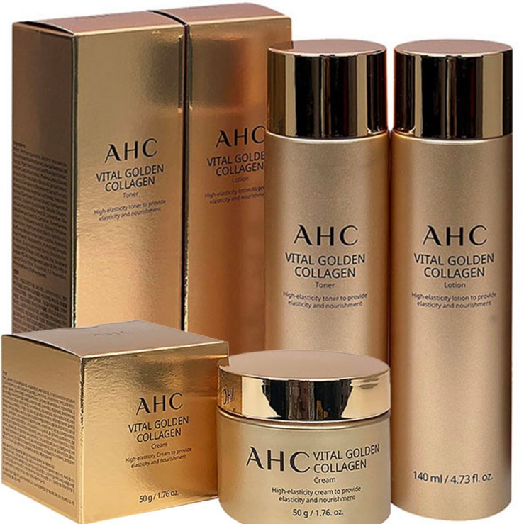AHC 바이탈 골든 콜라겐 3종 토너 140mL 로션 140mL 크림 50g AHC 바이탈 골든 콜라겐 3종 토너 140mL 로션 140mL 크림 50g