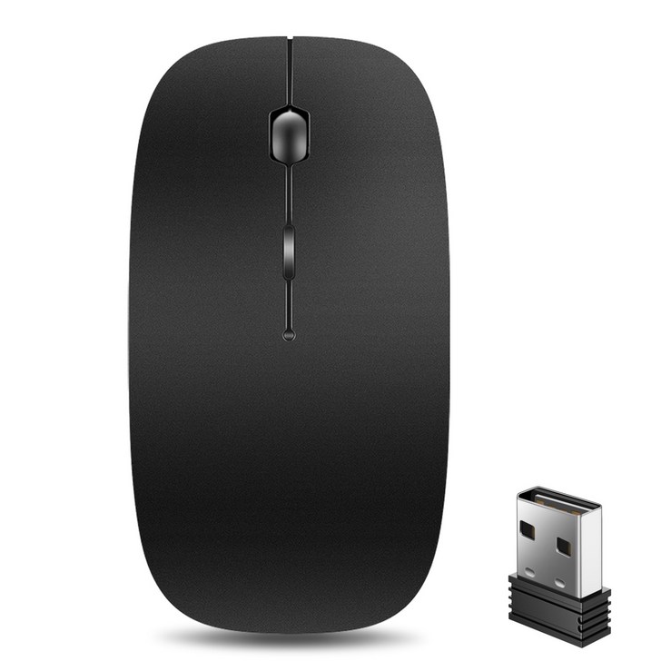 무선 마우스 울트라 -얇은 조용한 마우스 USB 마우스 2.4GHz 3DPI 모드 높은 정밀도, BLACK