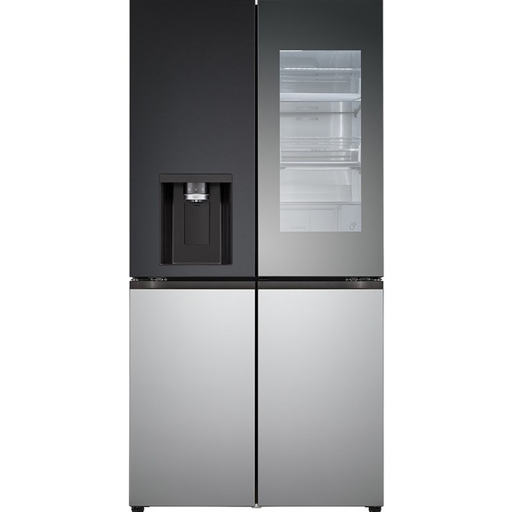 LG전자 오브제컬렉션 얼음정수기 디오스 4도어 냉장고 스테인리스 820L 방문설치, W823AAA472(W823SMS472S), 맨해튼 미드나잇(상단), 실버(하단) - 쇼핑앤샵