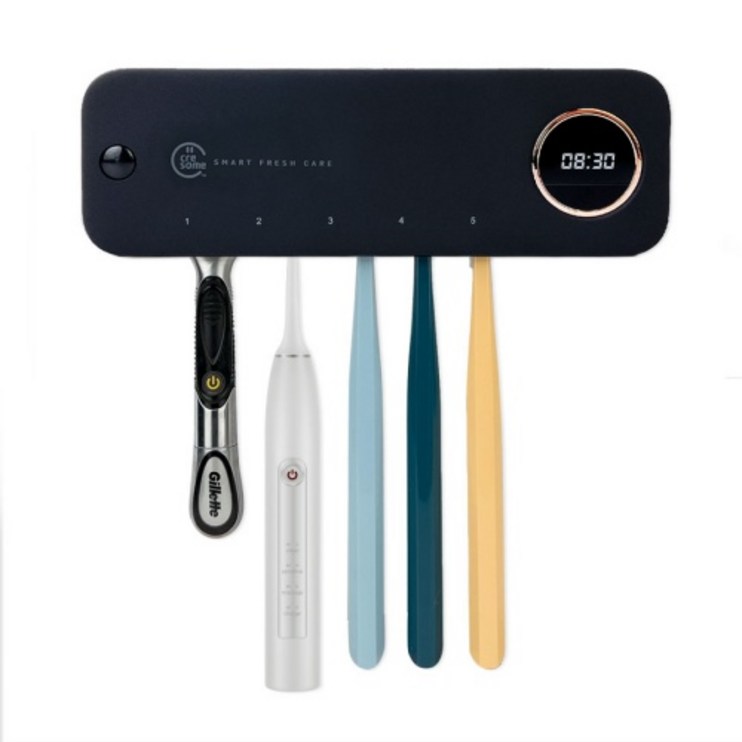 크리썸 가정용 휴대용 무선 UV USB 충전식 벽걸이 건조기 칫솔살균기, 블랙 크리썸 가정용 휴대용 무선 UV USB 충전식 벽걸이 건조기 칫솔살균기, 블랙